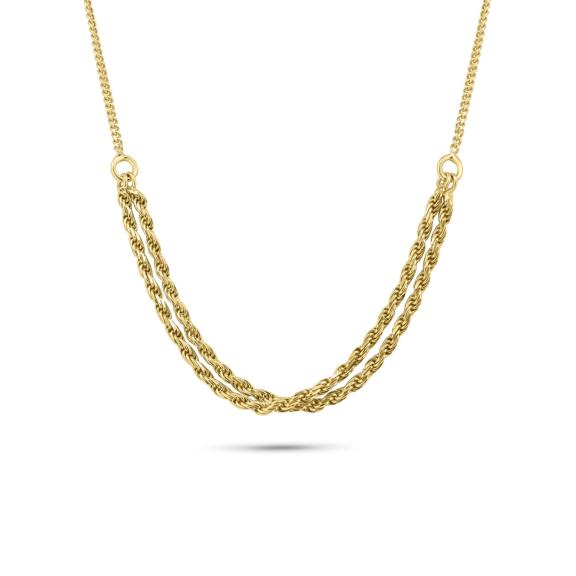 Gold Plated 925 Sterling Silver Curb Strand 1.7mm Rope Adjustable Necklace - ITN00171-GP SPI