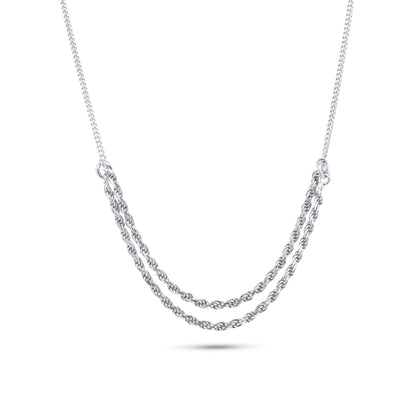 Rhodium Plated 925 Sterling Silver Curb Strand 1.7mm Rope Adjustable Necklace - ITN00171-RH SPI