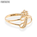 14K Gold CZ Crown Initial Letter J Ring
