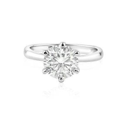 Rhodium Plated 925 Sterling Silver 5mm Round Lab Grown Diamond on Solitaire Engagement Ring - LGMR00001 Fantastic Jewelry NYC