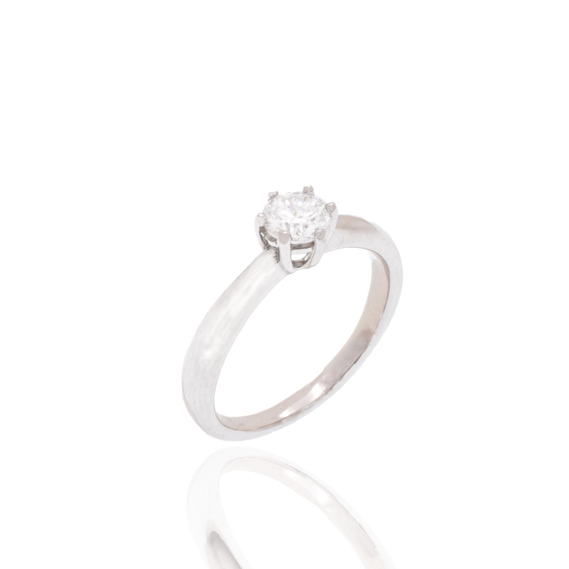 Rhodium Plated 925 Sterling Silver 5mm Round Lab Grown Diamond on Solitaire Engagement Ring - LGMR00001 Fantastic Jewelry NYC