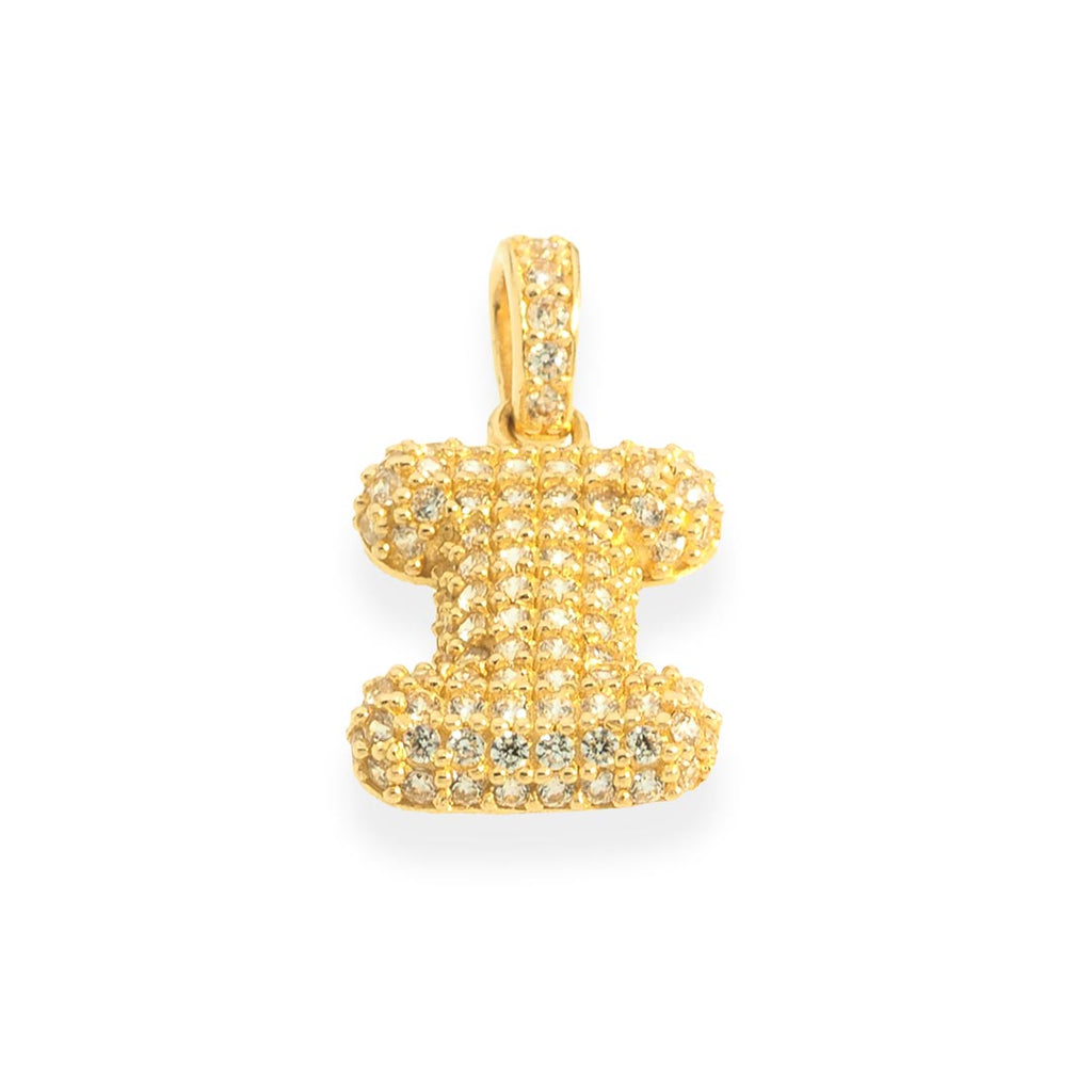 Letter 'I' Pendant in 14K Gold with CZ