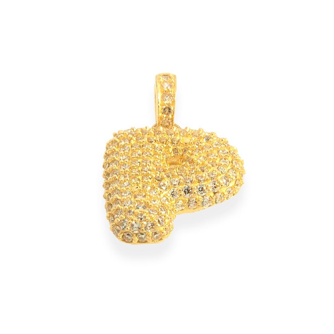 Bubble Letters "P" Pendant With 14K Gold Cz