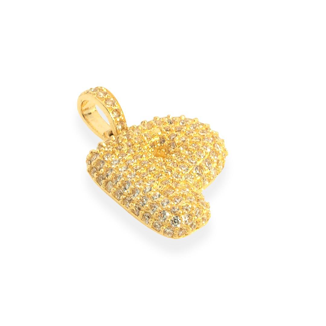 Bubble Letters "P" Pendant With 14K Gold Cz