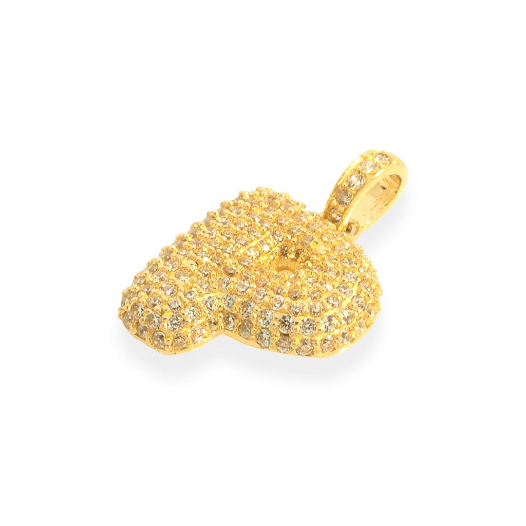 Bubble Letters "P" Pendant With 14K Gold Cz