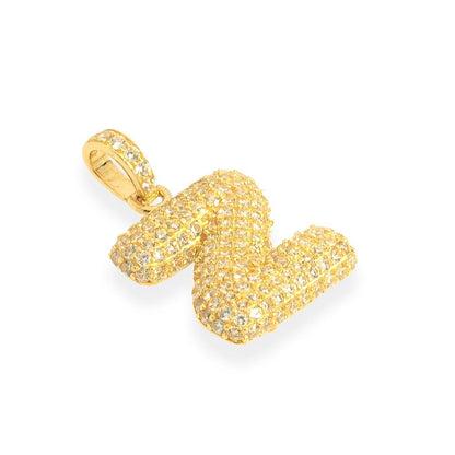 Bubble Letters "Z" Pendant with 14K Gold Cz