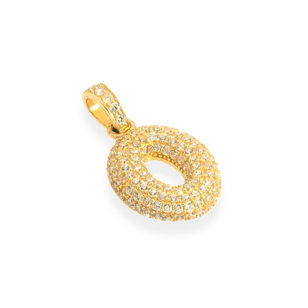 "Q" Pendant With 14K Gold Cz