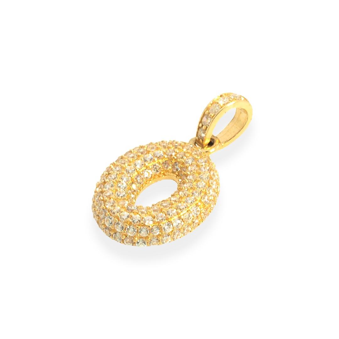 "Q" Pendant With 14K Gold Cz