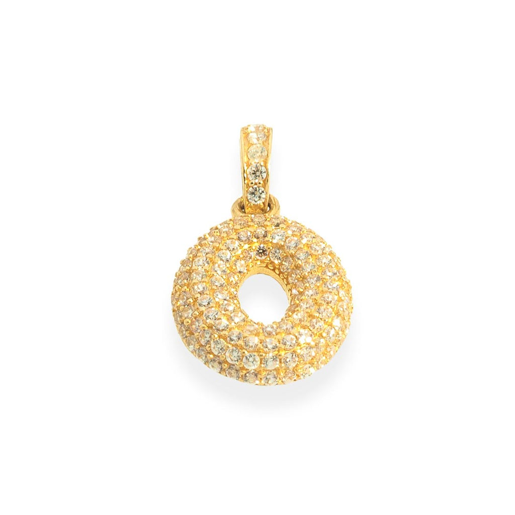 "Q" Pendant With 14K Gold Cz