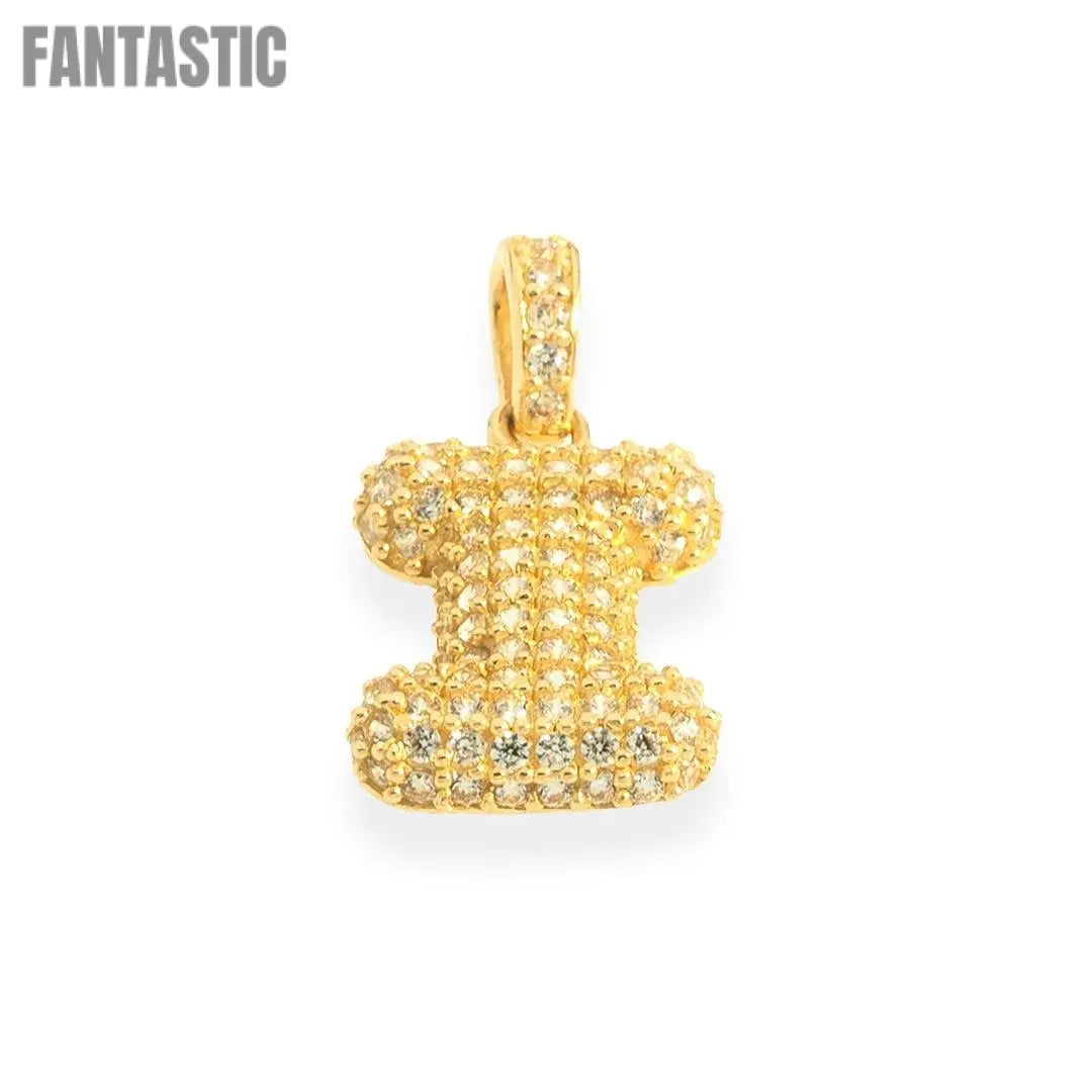 Letter 'I' Pendant in 14K Gold with CZ