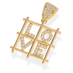 Heart LOVE Square Pendant in 14K Gold with CZ - A Timeless Expression of Affection