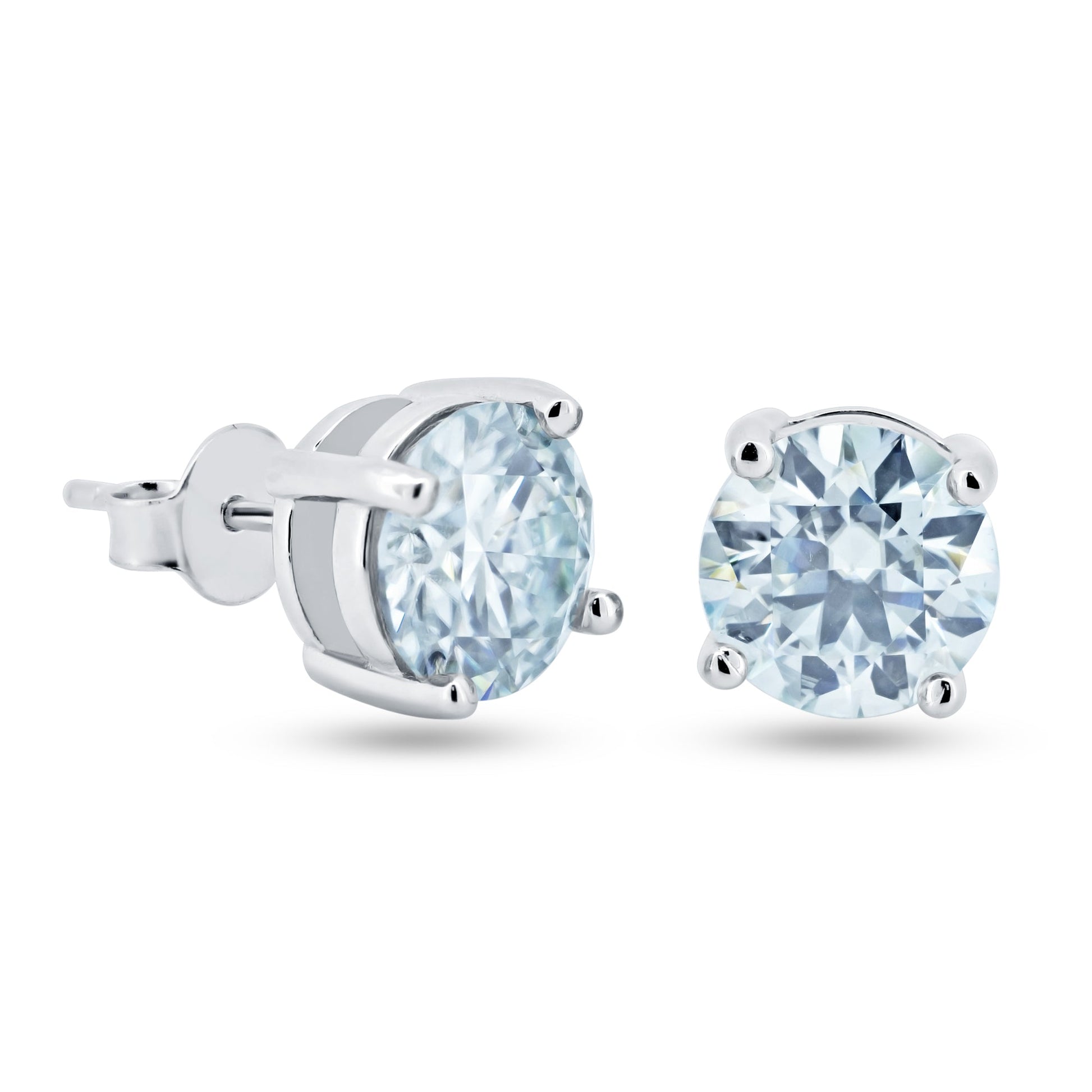 925 Sterling Silver Moissanite 8mm Round Push Back Earring - MBGE00005 SPI