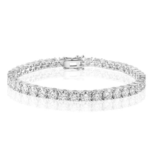 Rhodium Plated 925 Sterling Silver Moissanite Stone 4mm Tennis Bracelet - MGMB00086 SPI