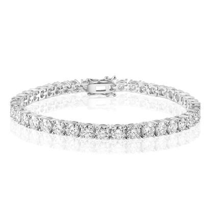 Rhodium Plated 925 Sterling Silver Moissanite Stone 5mm Tennis Bracelet - MGMB00087 SPI