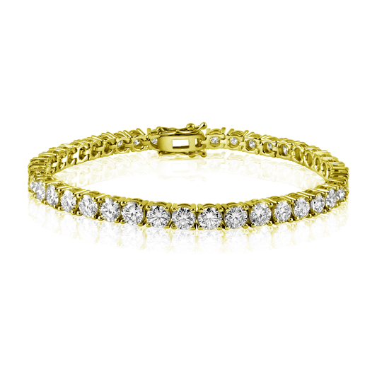 Gold Plated 925 Sterling Silver Moissanite Stone 5mm Tennis Bracelet - MGMB00087GP SPI
