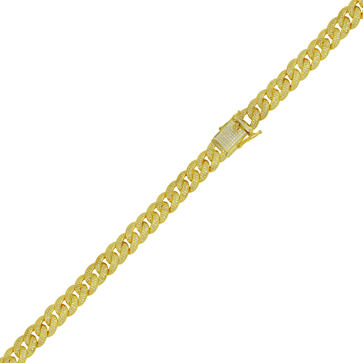 Gold Plated 925 Sterling Silver Moissanite Curb 9.5mm Bracelet - MGMB00089GP SPI