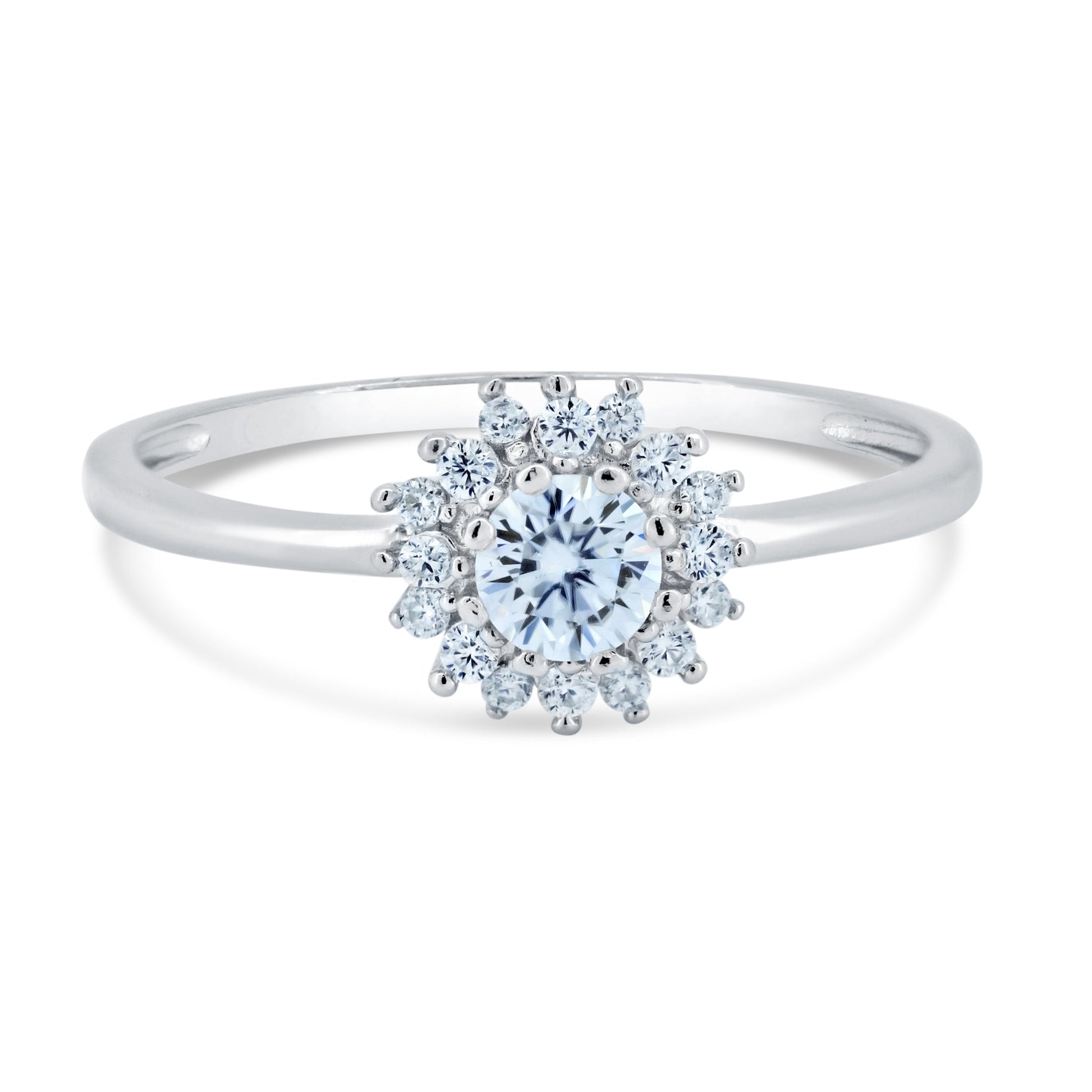Rhodium Plated 925 Sterling Silver Flower Moissanite Ring - MGMR00004 SPI