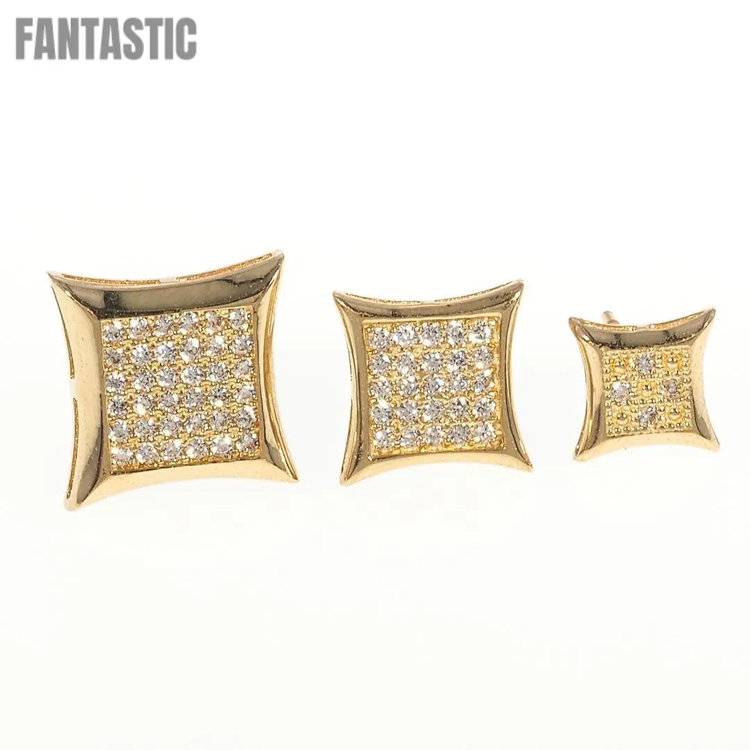 Mens Hip Hop Square Micro Pave Stud Earrings | 14K Gold With Cz - Fantastic Jewelry NYC