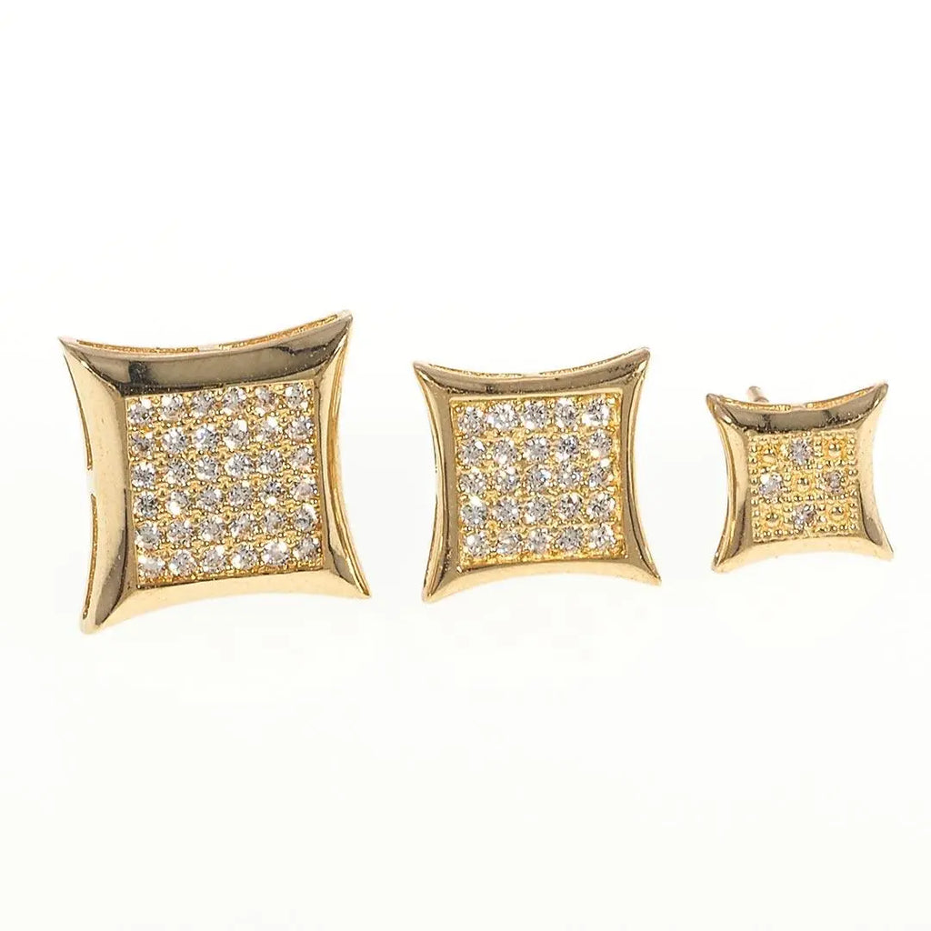 Mens Hip Hop Square Micro Pave Stud Earrings | 14K Gold With Cz - Fantastic Jewelry NYC LLC