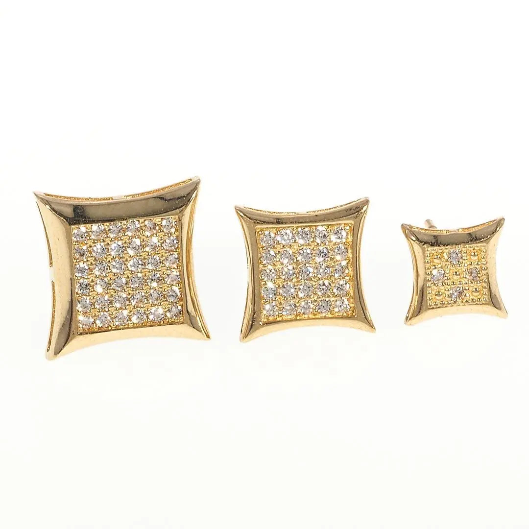 Mens Hip Hop Square Micro Pave Stud Earrings | 14K Gold With Cz - Fantastic Jewelry NYC LLC