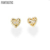Micro Heart Shaped Diamond Stud Earrings in 14K Gold | 0.43 Carat