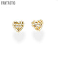 14K Gold Heart Shaped Diamond Stud Earrings