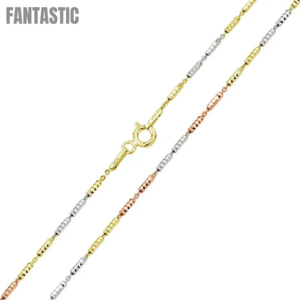 Multi Plated 925 Sterling Silver Tube 2 Brite Close FT 030 Chain 1.3mm - CH270 MUL Fantastic NYC