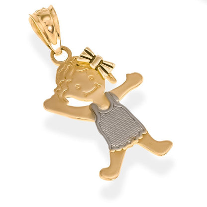 Real Gold 14K Little Girl  Pendant | 14K Gold