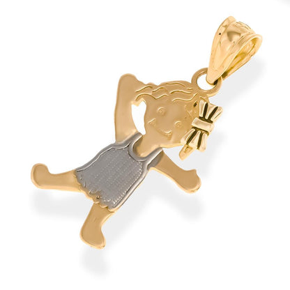 Real Gold 14K Little Girl  Pendant | 14K Gold