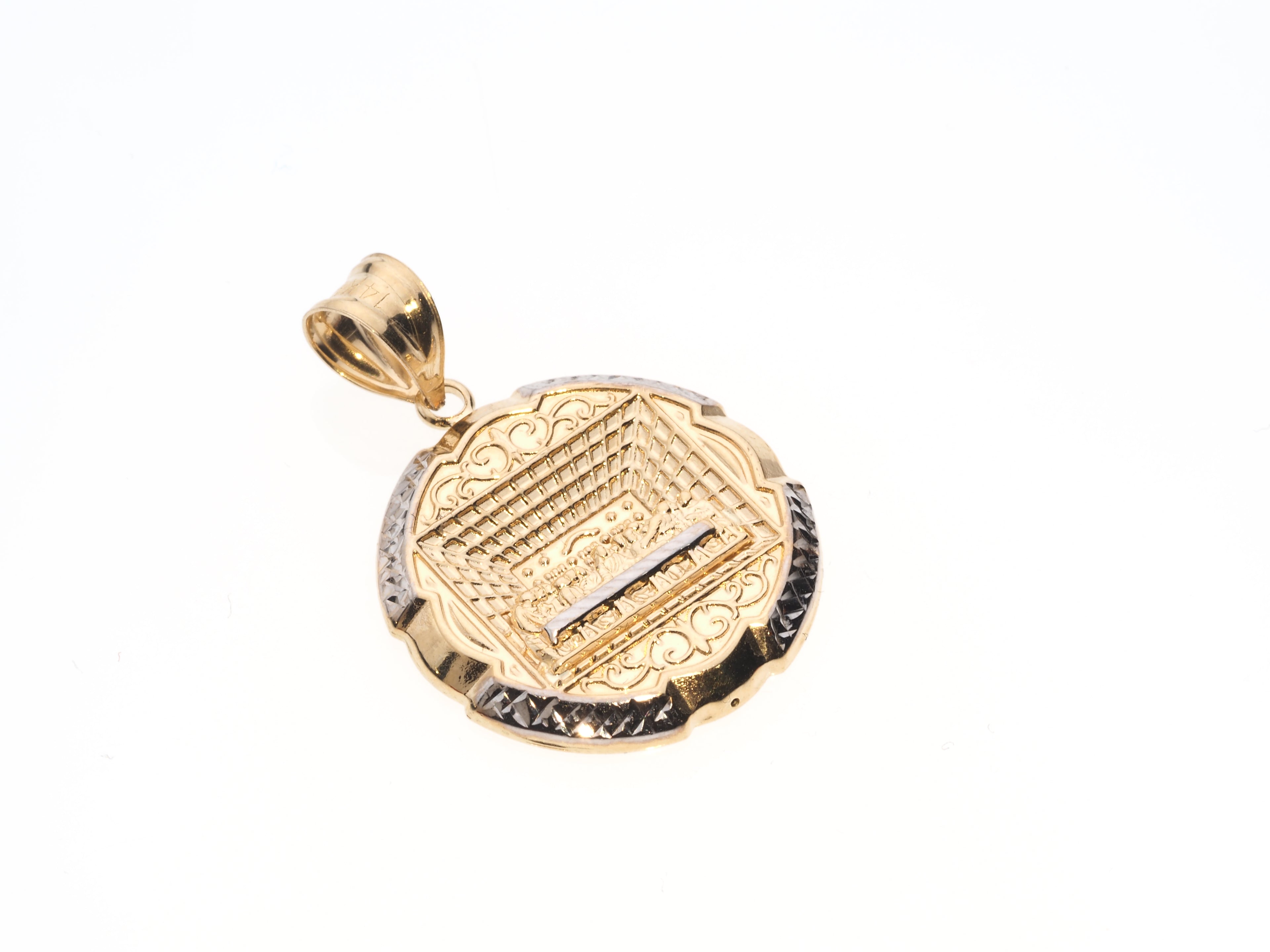 Rounded The Last Supper Pendant | 14K Gold With Cz
