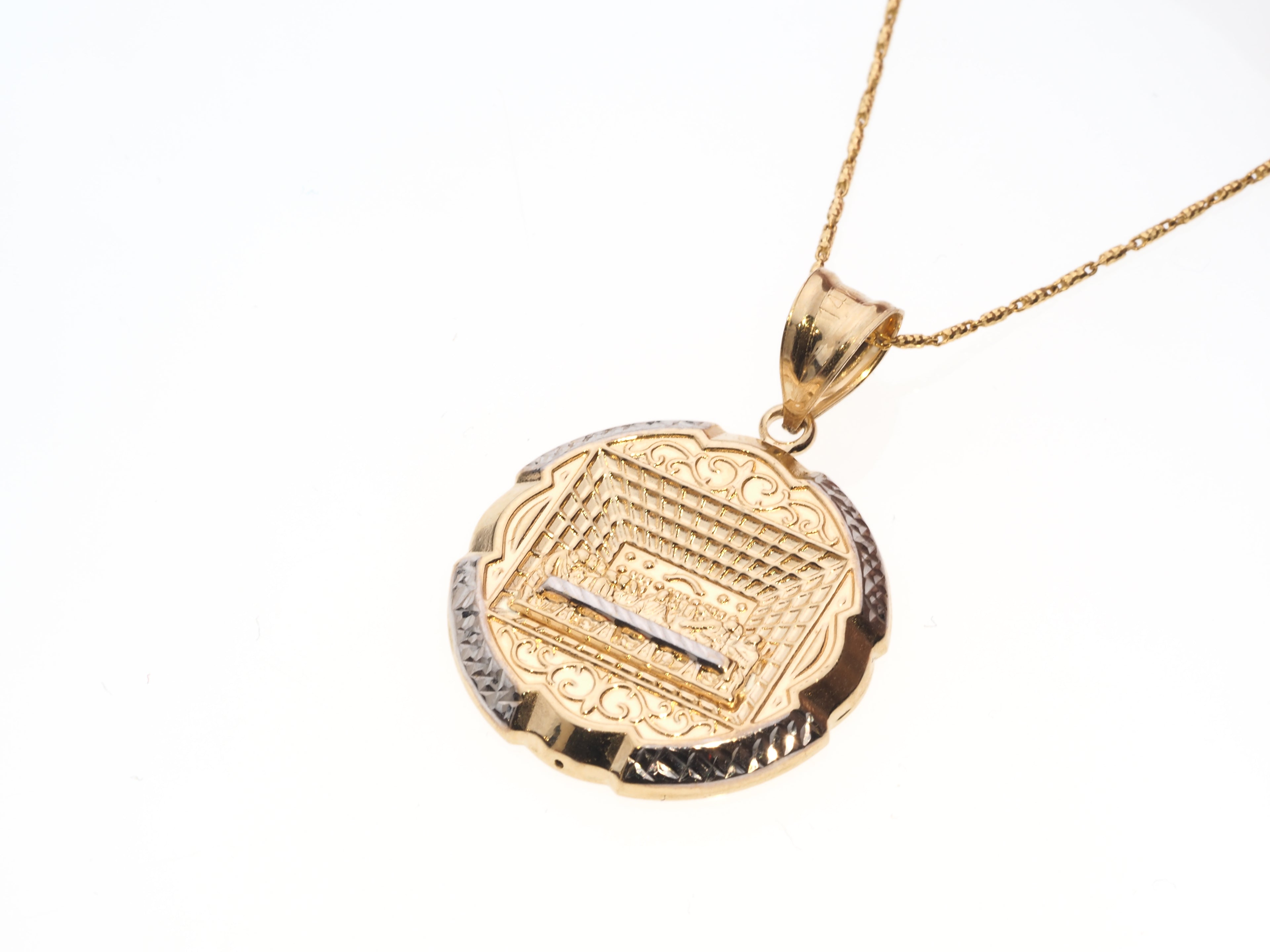 Rounded The Last Supper Pendant | 14K Gold With Cz