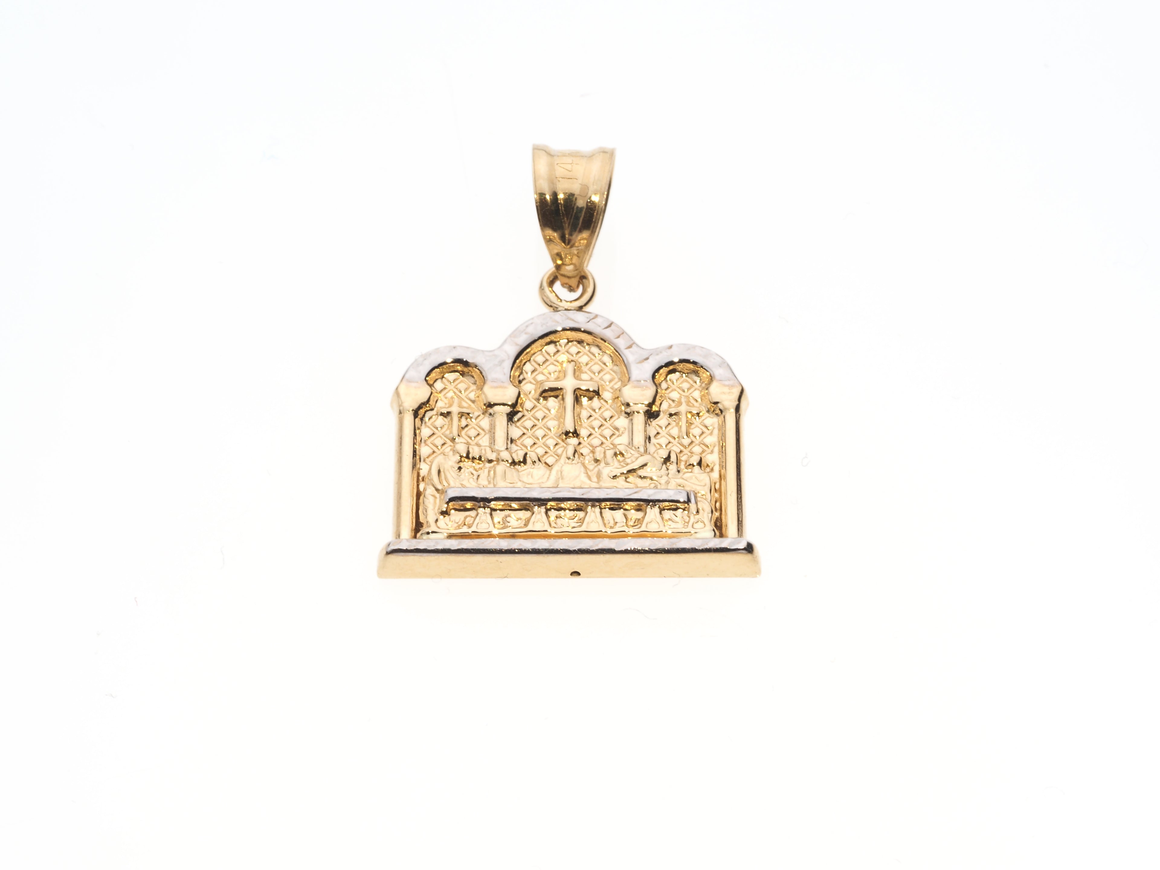 Square The Last Supper Pendant | 14K Gold