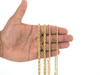 Cadena Rope Hueca de Oro Amarillo de 14K – 2,5–8 mm