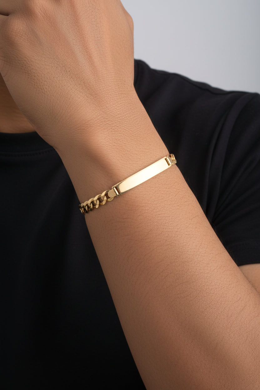 14K real gold Cuban Link bracelet worn on wrist Fantastic Jewelry NYC