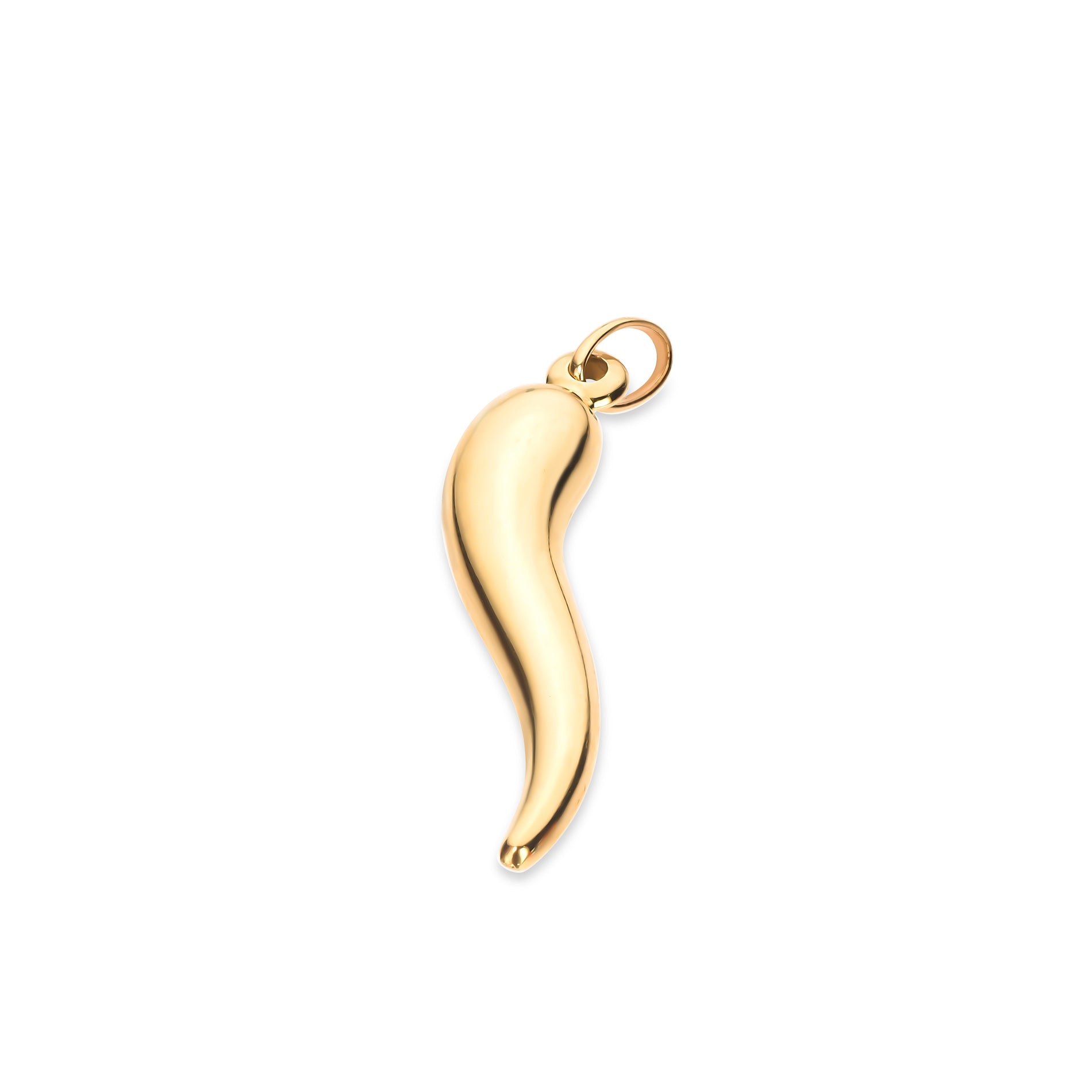 Italian Horn Necklace Gold Cornicello 14K Charm Pendant