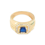14k Gold Rectangular Synthetic Blue Sapphire Ring