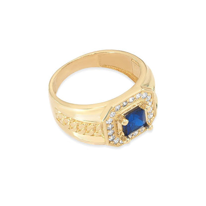 Rectangular Synthetic Blue Sapphire Ring