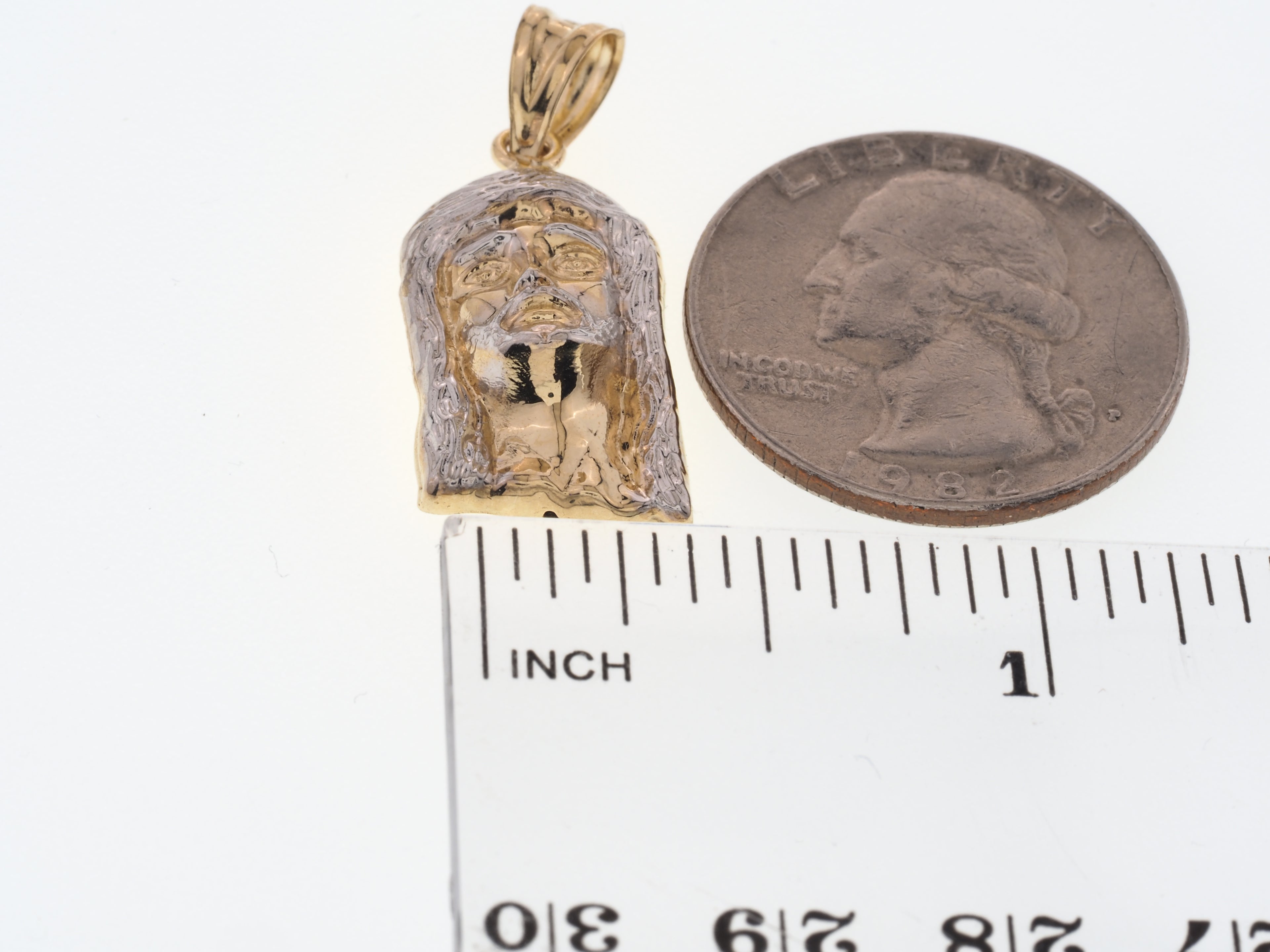 14K Gold Two-Tone Diamond-Cut Jesus Face Pendant