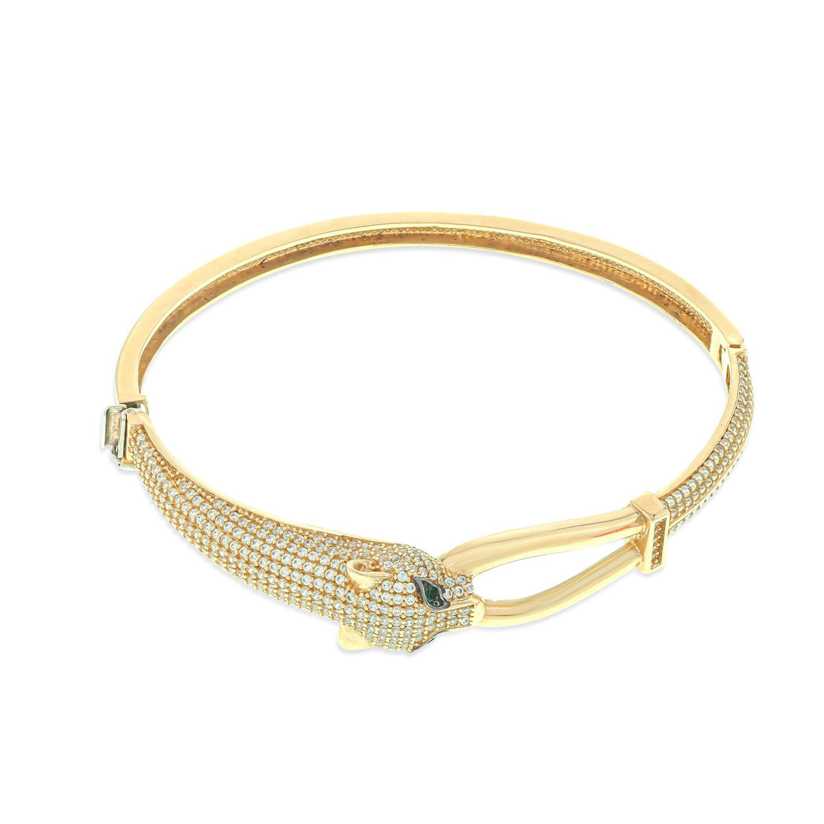 Leopard Head Bangles bracelet 14K Gold With CZ Fantastic Jewelry NYC