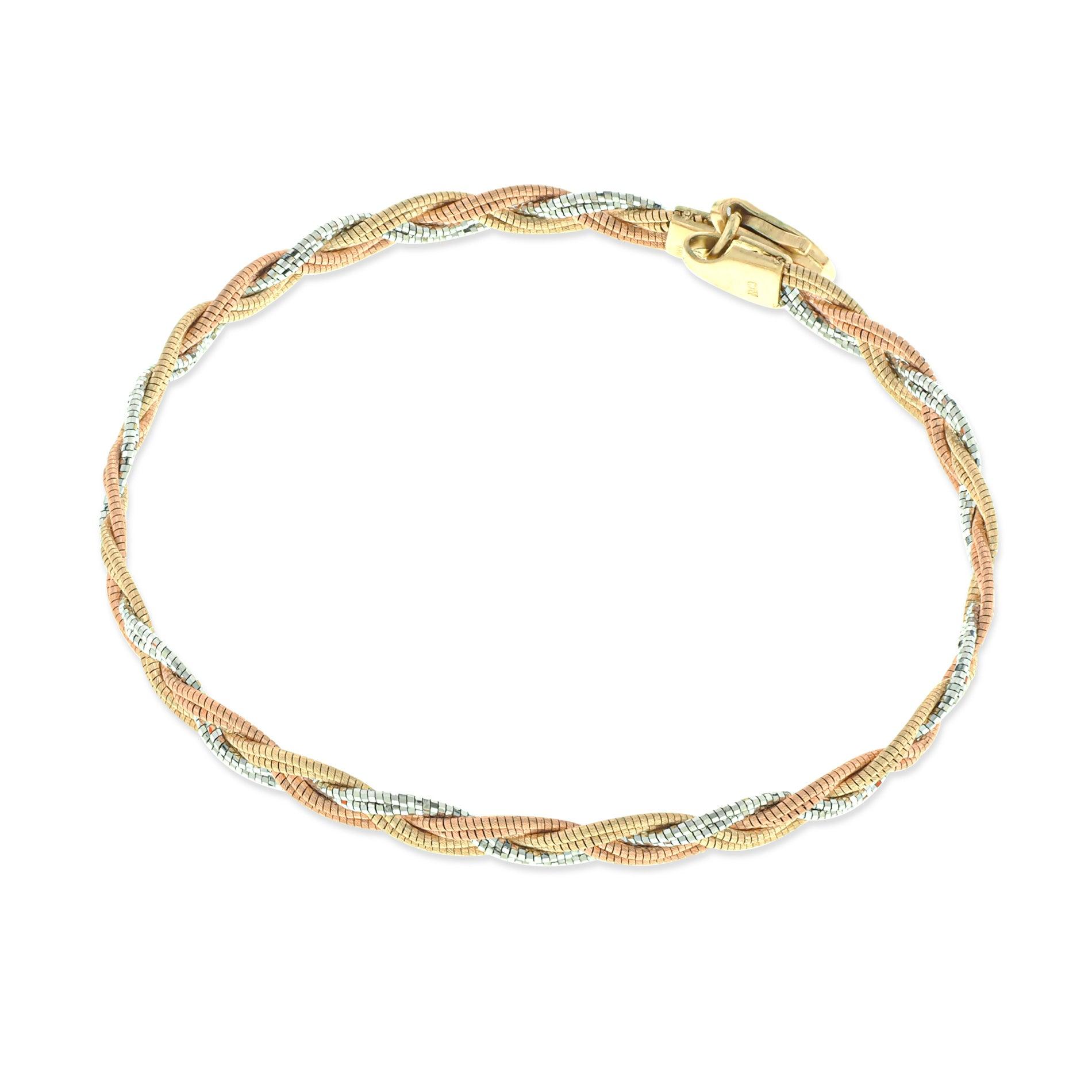 Tri-Color Fancy  Bracelet 14K Gold Fantastic Jewelry NYC