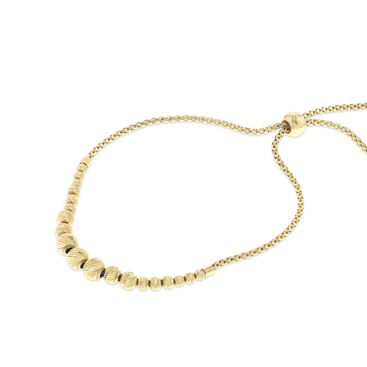 Charm Bracelet for Women with Bead String in 14k Gold, Adjustable Fantastic Jewelry NYC