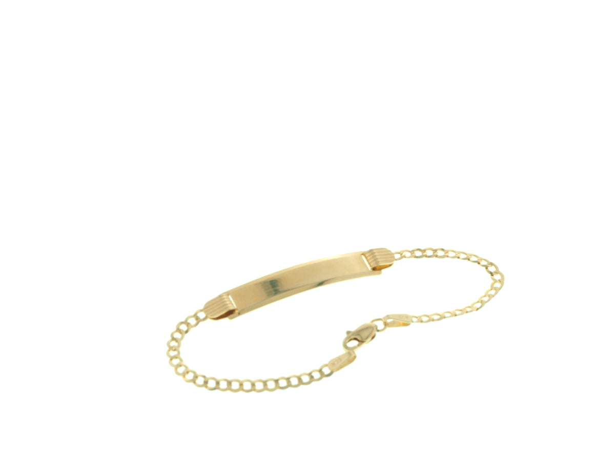 14K Yellow Gold Kids Cuban Link ID Bracelet