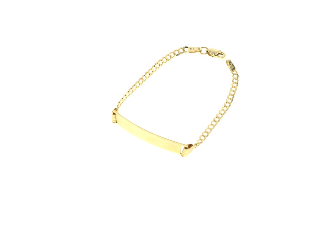 Brazalete ID Cuban Link para Niños en Oro Amarillo de 14K