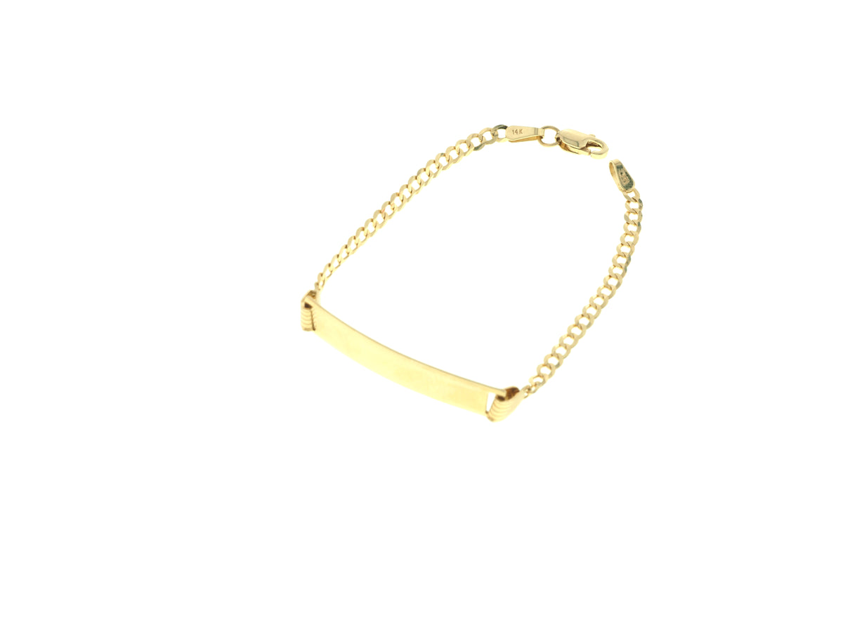 14K Yellow Gold Kids Cuban Link ID Bracelet