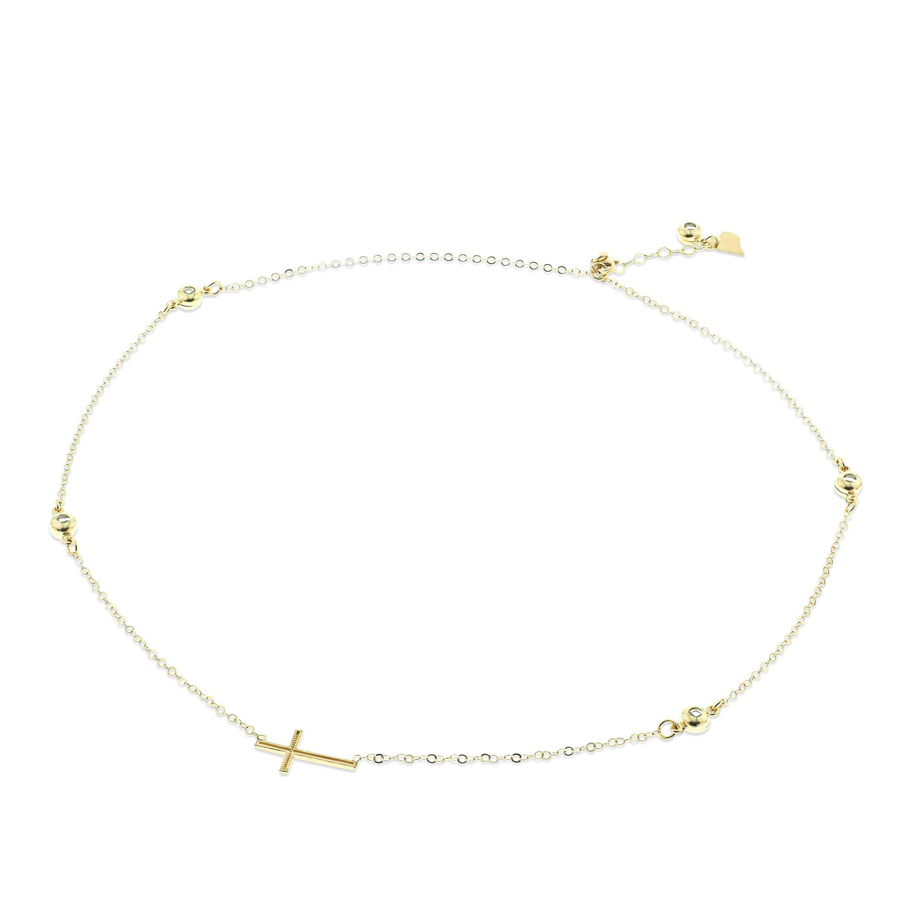 Sideways Cross Necklace | 14K Gold Fantastic Jewelry NYC