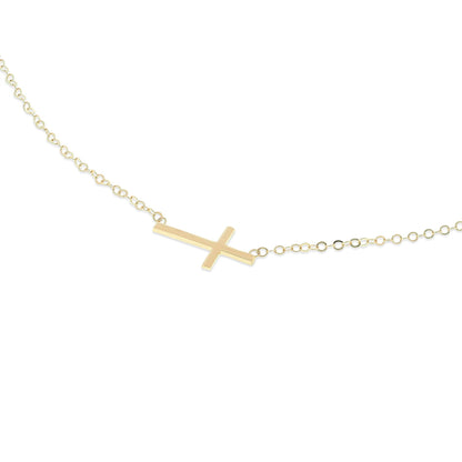 Sideways Cross Necklace | 14K Gold Fantastic Jewelry NYC