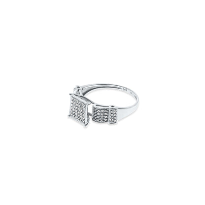 White Gold Round Cut Pave CZ Engagement Fashion Ring| 10K Gold With Cz