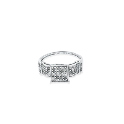 White Gold Round Cut Pave CZ Engagement Fashion Ring| 10K Gold With Cz