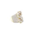 Anillo con signo de dólar de oro amarillo de 14K con diamantes naturales – vista lateral, 3,40 ct