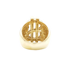Anillo con signo de dólar de oro amarillo de 14K con diamantes naturales – vista posterior, 3,40 ct